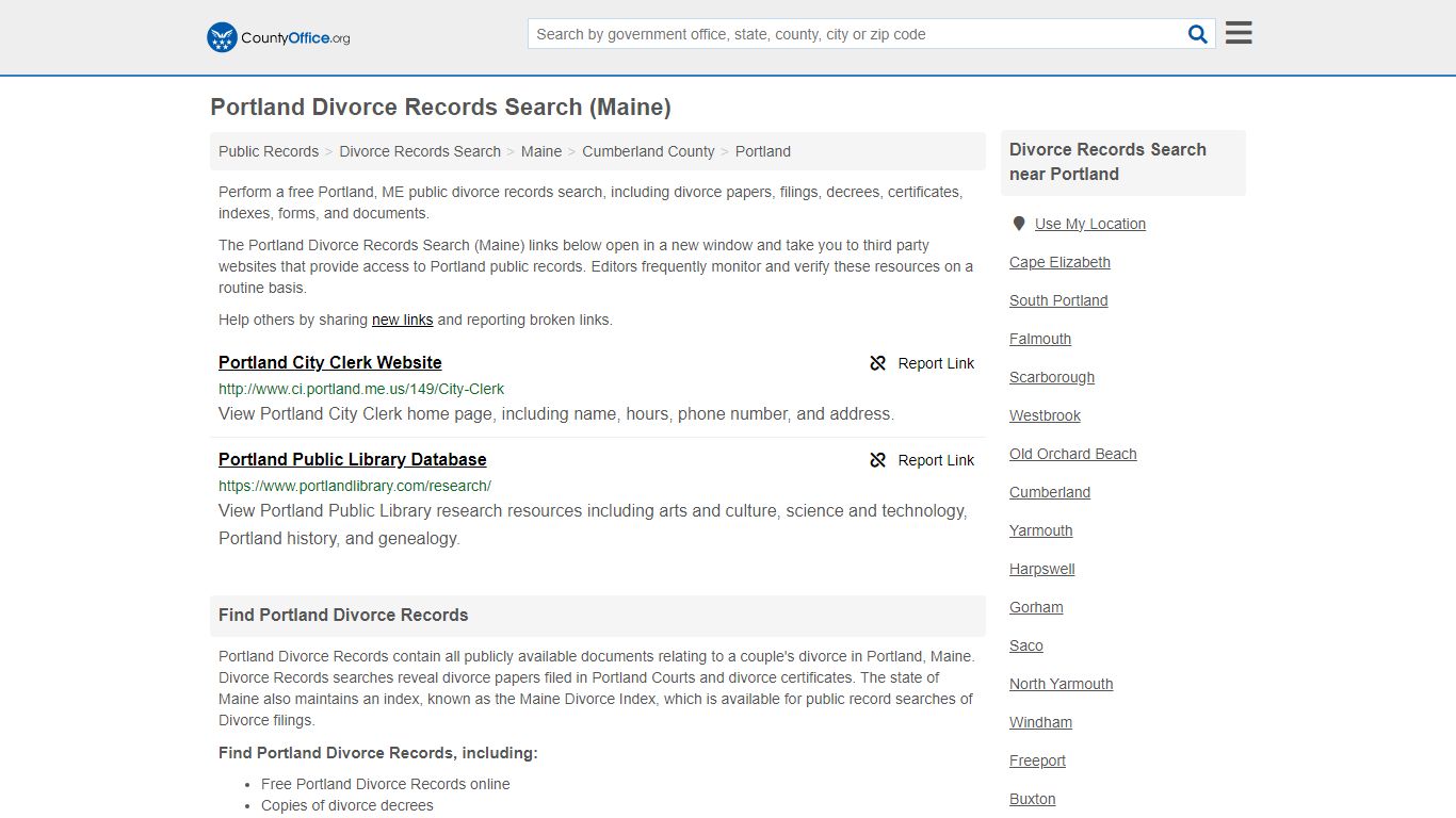 Divorce Records Search - Portland, ME (Divorce Certificates & Decrees)